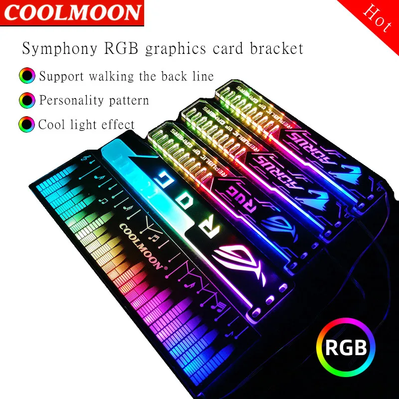 COOLMOON RGB25cm видеокарта кронштейн Прохладный изменение цвета источника питания