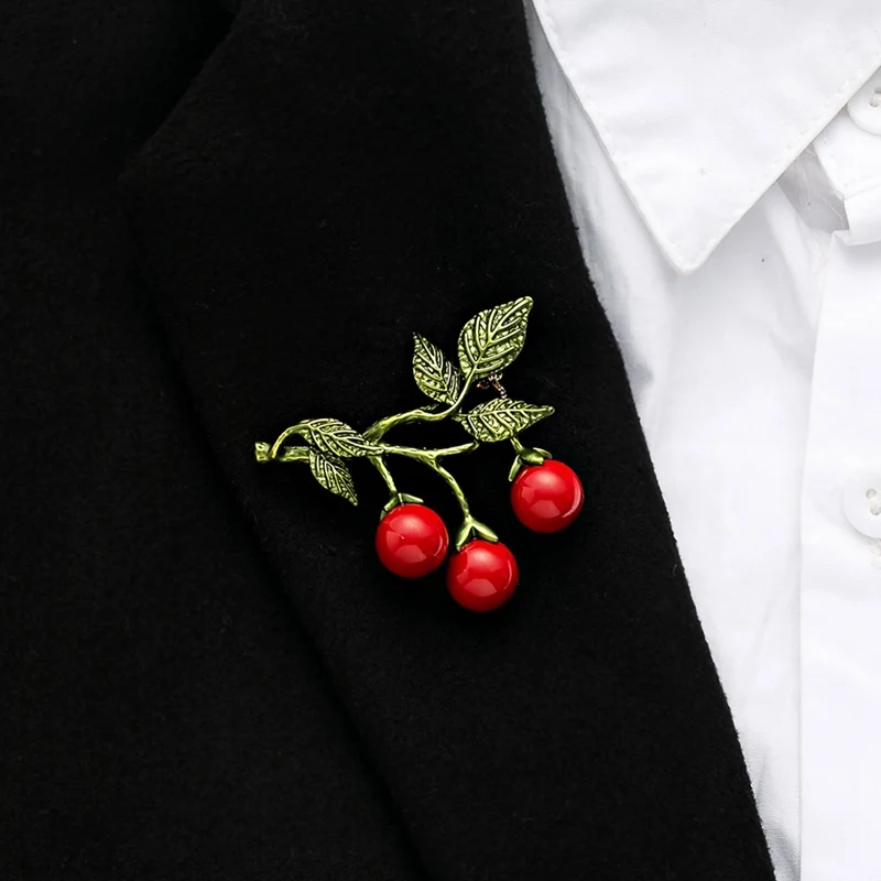 Броши в виде вишни красного цвета брошь фрукта булавка броши форме цветка для