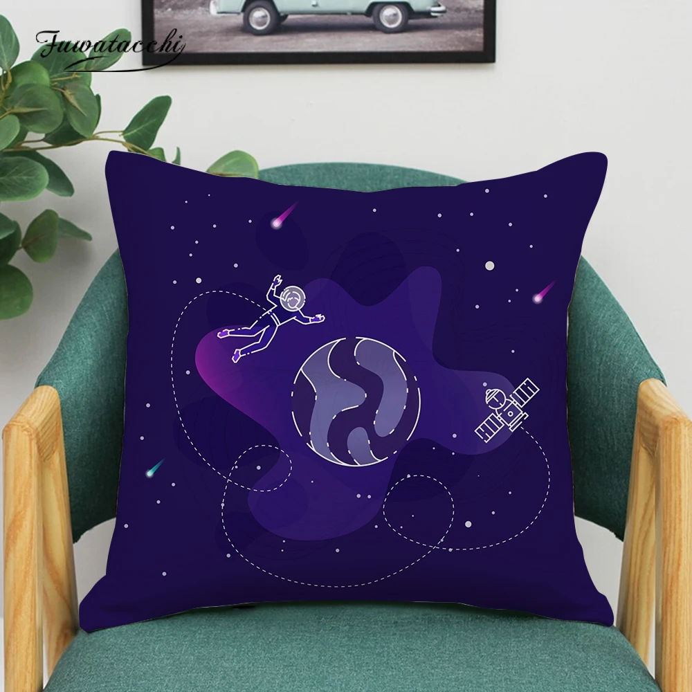 

Fuwatacchi Cushion Cover Home Decorative Pillow Case Cartoon Planet Pillowcase Art Life Living Room Sofa Home Decor 45X45cm