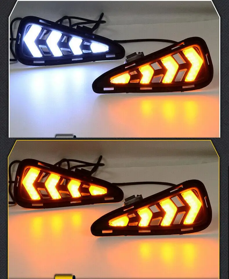 

For Toyota Camry 2015-2016 DRL LED Daytime Running Light White+Yellow Drive Lamp