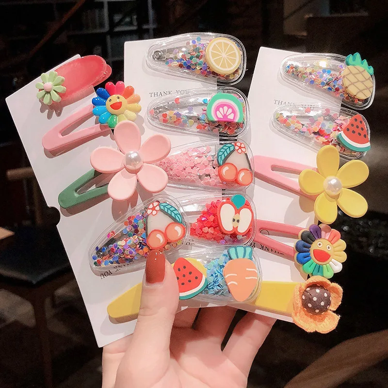 Заколки для волос девочек с фруктами и цветами 5 шт. | Детская одежда обувь