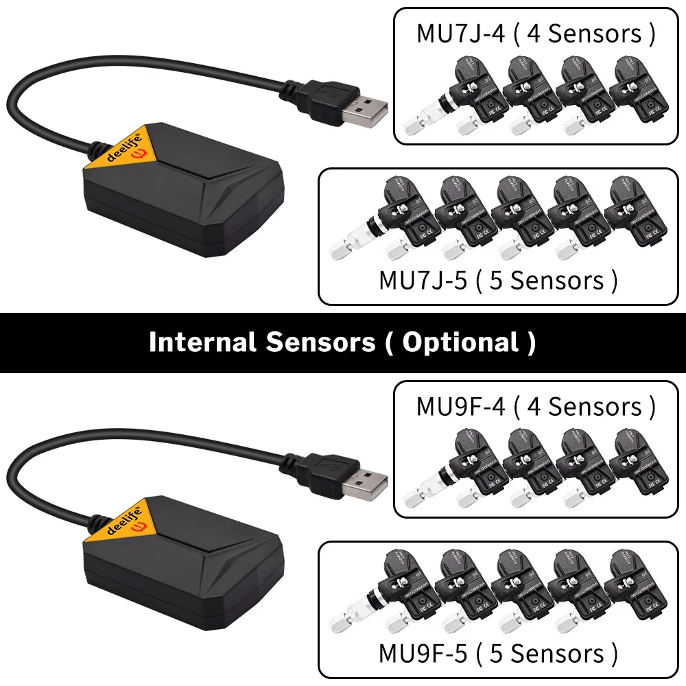 Internal Sensor Deelife USB TPMS для Android автомобильный DVD с датчиком давления в шинах Система мониторинга Беспроводная запасная шина сигнализация ANDROID навигация - Тип: Internal Sensor