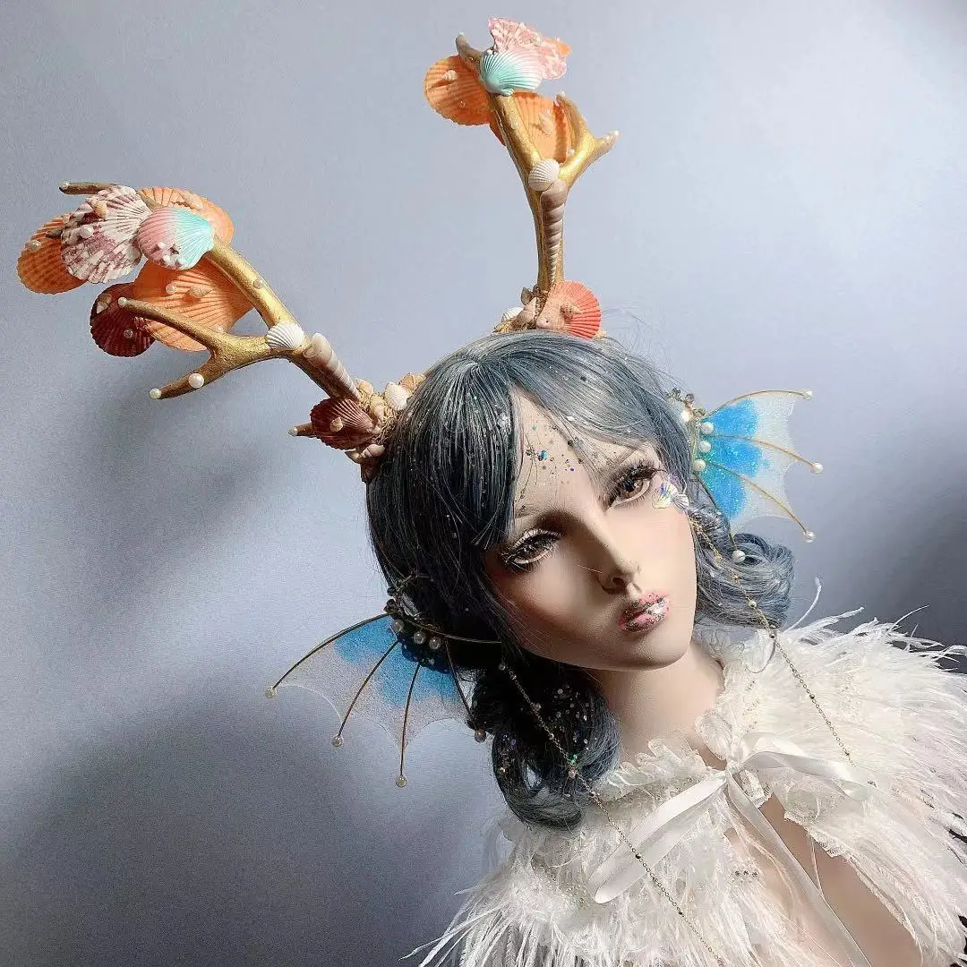 Головной убор Русалка ореол жемчужная оболочка Корона гребешок раковина