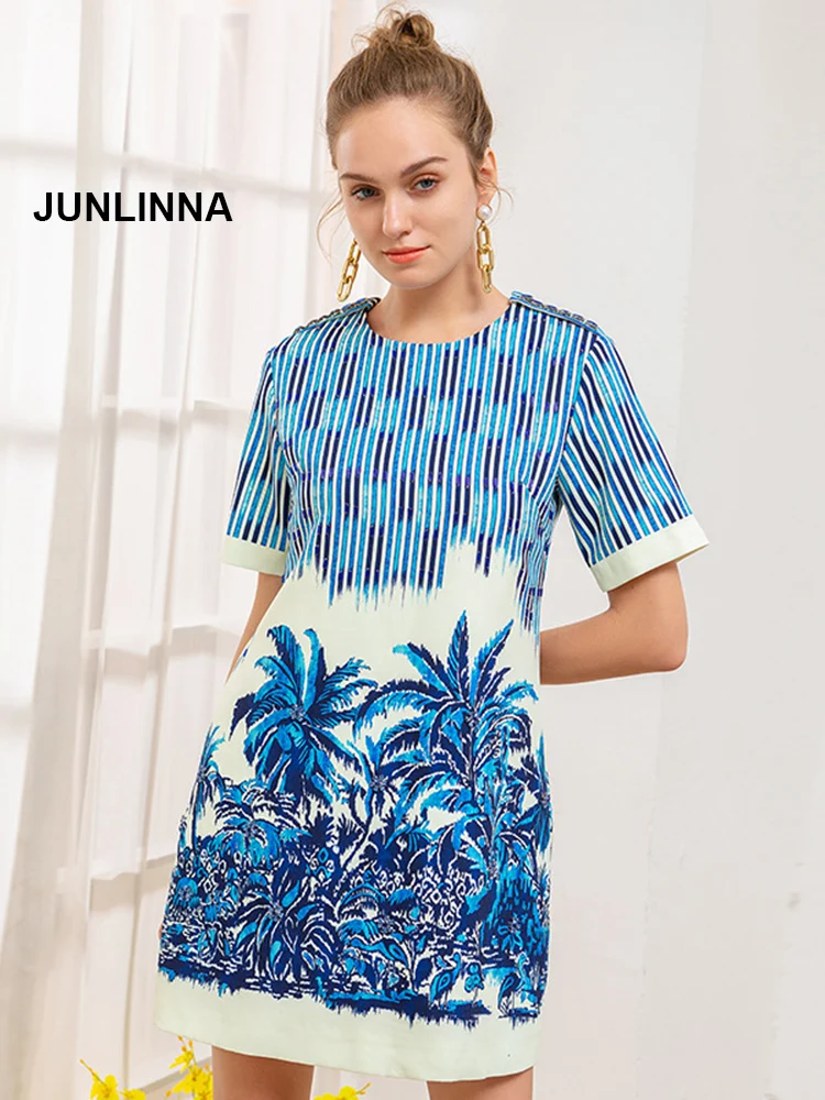 

Women's Palace Style Printing Dress Crew Neck Short Sleeve Mini Dresses A Rhinestone Diamonds Fashion Street Vestidos