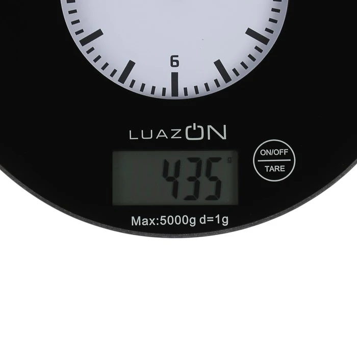 Весы кухонные LuazON LVK-703 электронные до 5 кг встроенные часы чёрные 3549068 | Дом и сад