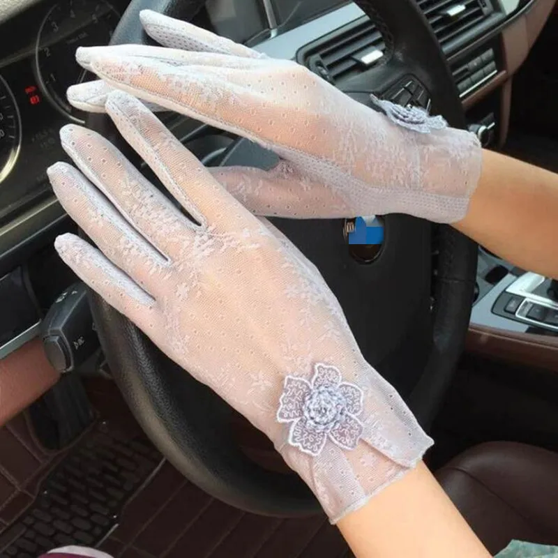 

Sunscreen gloves female lace summer UV-resistant thin model driving outdoor touch screen elastic ice gloves girl gloves women