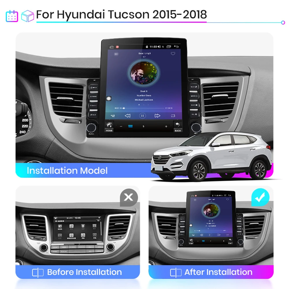 Для Hyundai Tucson 3 2015 2018 вертикальный 9 7 &quotAndroid 8 1 2 din Автомобильный Радио