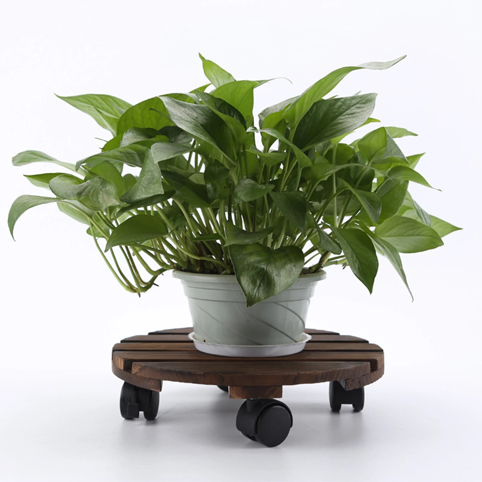 

Rolling Plant Stand Caddy Round Flower Pot Trolley Stand With Wheels