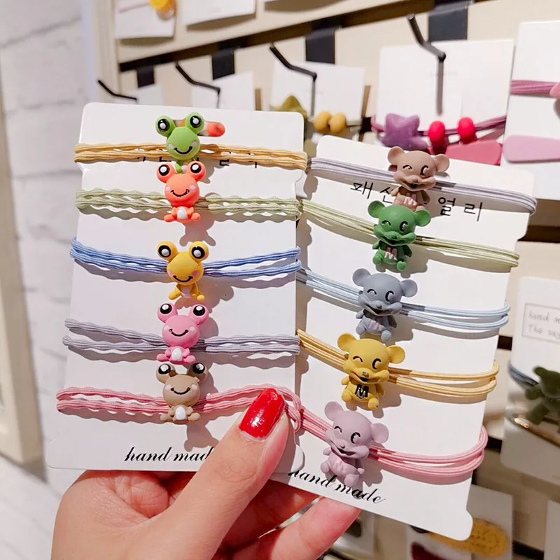 Детская резинка для волос 5 шт./компл. с мультяшными животными|Аксессуары девочек|