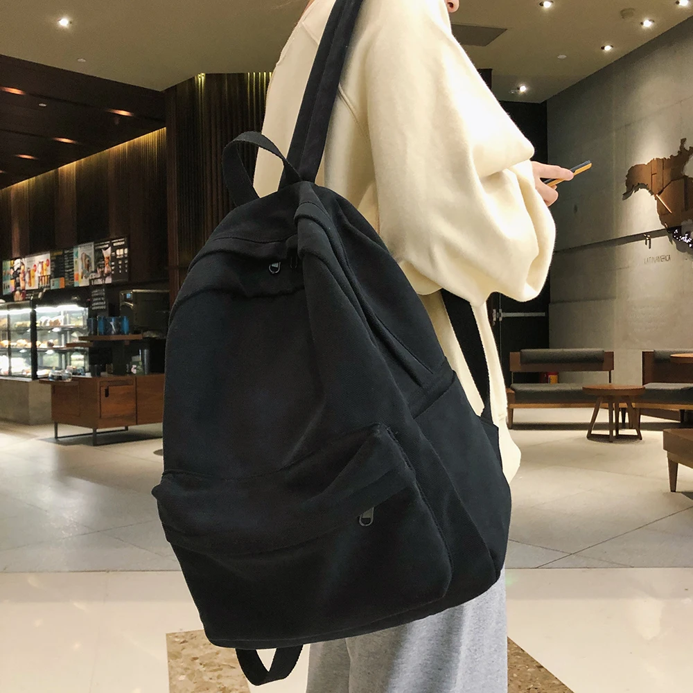 

Student Female Cotton Canvas Backpack Kawaii Women Vintage School Bag Teenage Girl Cute Backpacks Fashion Ladies Luxury Bag Book