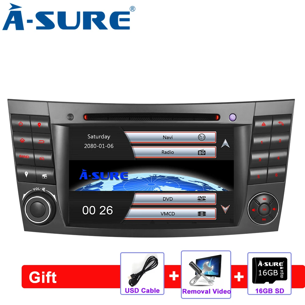A-Sure 2 DIN автомобильное радио dvd-плеер gps навигация для Mercedes-Benz E/CLS/G класс W211 W219 данные беспроводного обмена DAB+ Bluetooth SWC