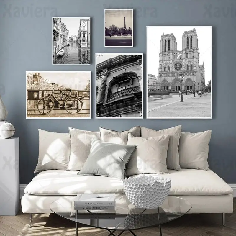 

Vintage City Posters Paris Venice Rome Landscape Black White Photo Wall Art Canvas Painting Nordic Wall Picture Retro Home Decor