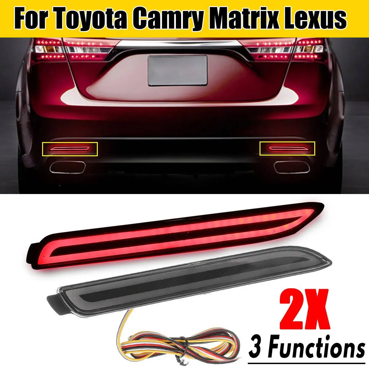 Светодиодный отражатель заднего бампера для Toyota Camry Reiz WISH SIENNA Innova Lexus ISF GX470 RX300 3