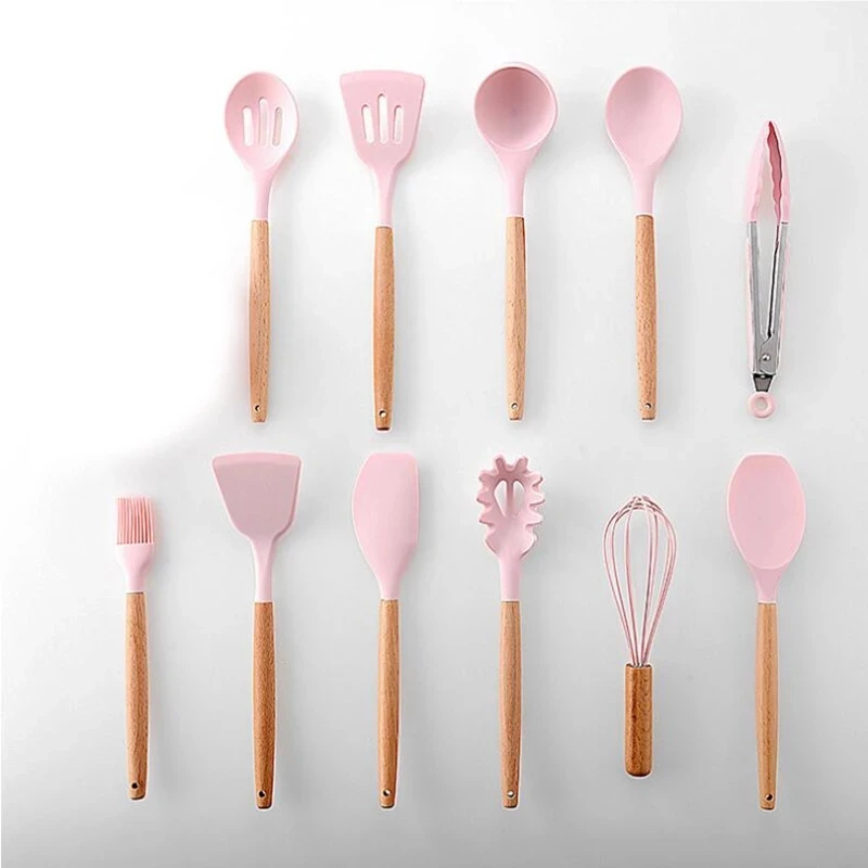 Термостойкая Силиконовая искусственная посуда инструмент с деревянной