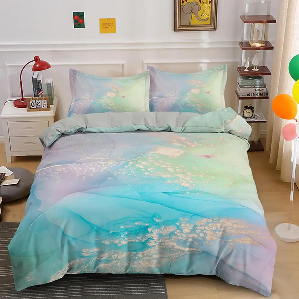 

Marble Duvet Cover Set Liquid Quicksand Bedding Sets Pink Blue Abstract Art Bed Linen Boy Girl Home Textile Colorful Bedclothes