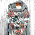Женский шарф с клипсами 40 #, модный многофункциональный шарф-шаль в стиле ретро с цветочным принтом, теплые удобные шарфы на пуговицах