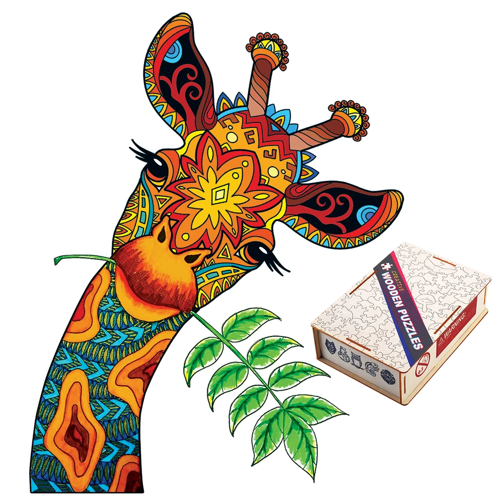 Деревянные пазлы для детей с извилистым горлом жирафом животными Обучающие