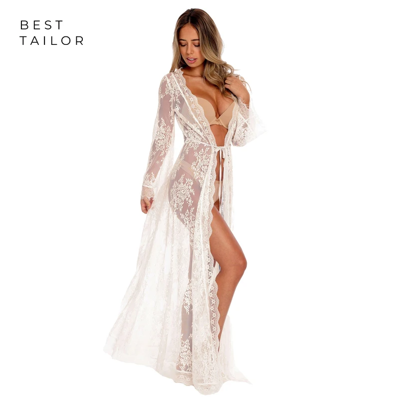 Женское длинное свадебное платье прозрачное кружевное черного и белого цвета 2021