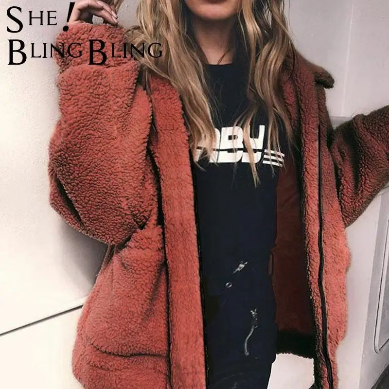 Модный теплый длинный кардиган SheBlingBling из искусственного меха Женская куртка 2019