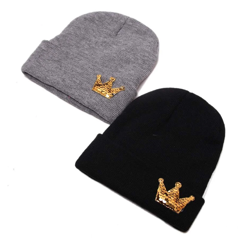 2019 модная шапка с блестками детские шапки для мальчиков и девочек зимние плотные
