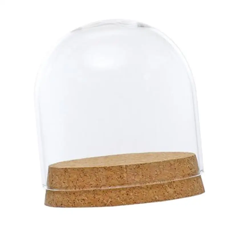 Стеклянный купол дисплей колокол крышка кувшина чайная лампа Cloche деревянная