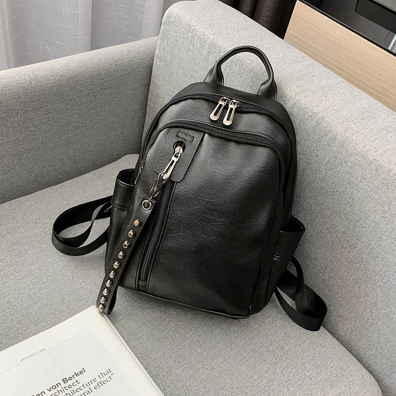 Женские многофункциональные рюкзаки для девочек, школьные сумки, винтажные кожаные рюкзаки для женщин, черные рюкзаки XA572H - Цвет: Black