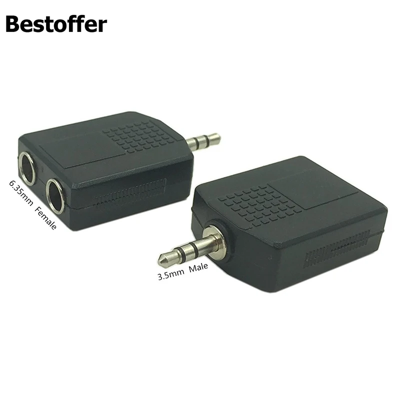 

Converters DC 3.5mm 3Pole Male Plug to 2* 6.35mm Female Stereo Audio Jack Y-Splitter Adapter