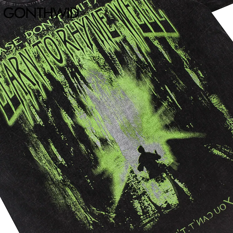 

GONTHWID Oversized Tshirts Distressed Punk Rock Gothic Short Sleeve Tees Shirts Casual Fashion Harajuku Cotton Streetwear Tops