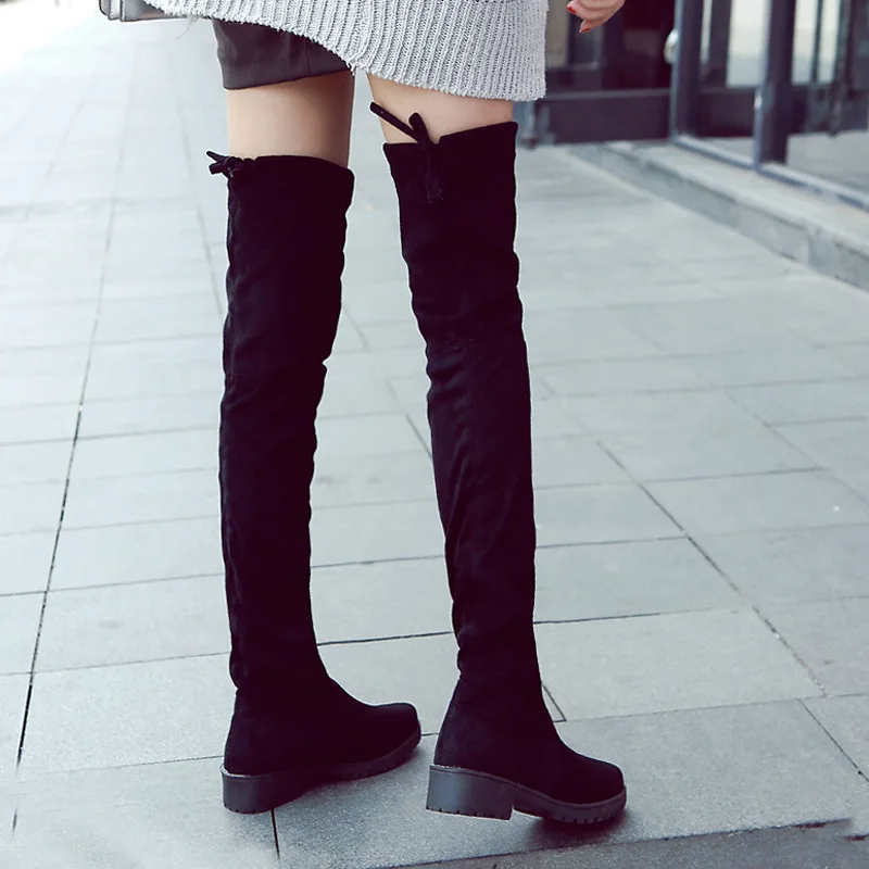 Повседневные Высококачественные облегающие сапоги выше колена женские осенние
