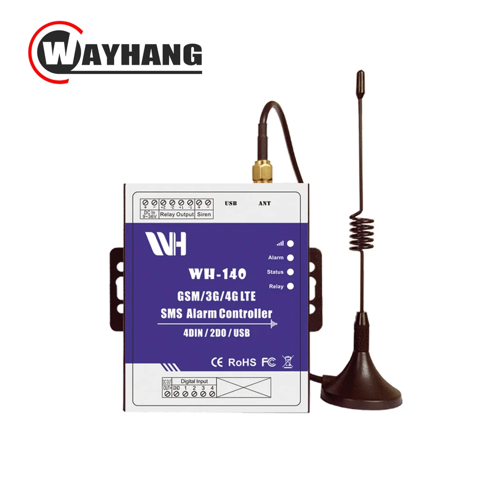 

WH-140 4G/3G/GSM SMS Controller 4DIN 2DOUT, SMS alarm, GSM SMS Alarm unit