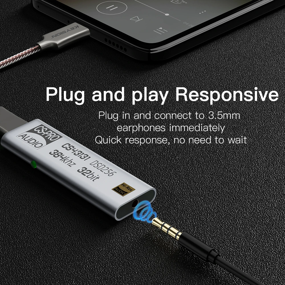 Hi-Fi декодер KEYSION DSD256 с двумя аудио чипами USB TYPE-C на 3 5 мм усилитель для наушников