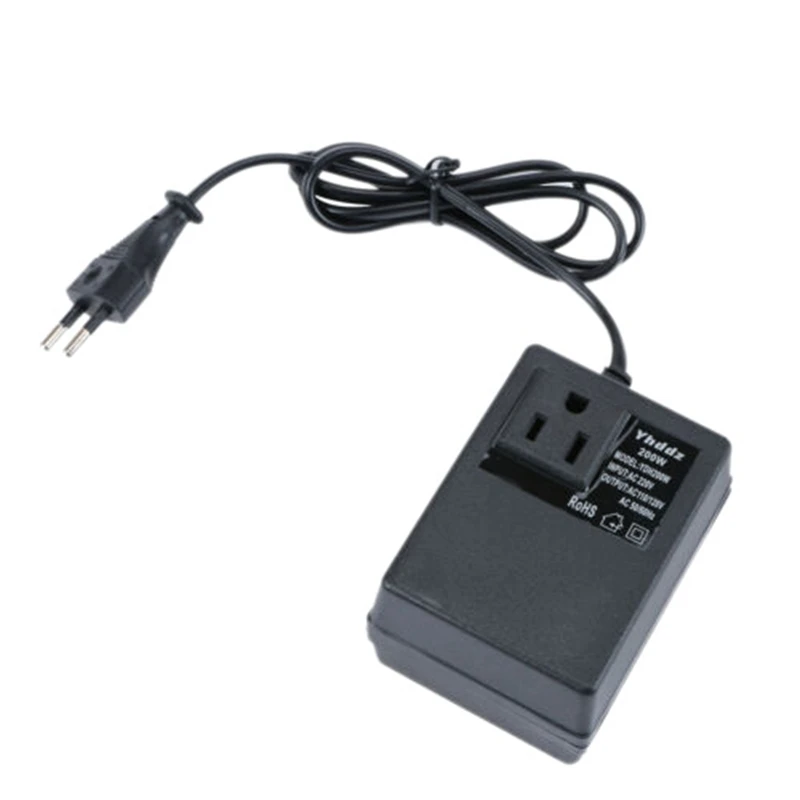 

200W Напряжение преобразователь 220V до 110V Шаг вниз Путешествия ЕС штекер Адаптер