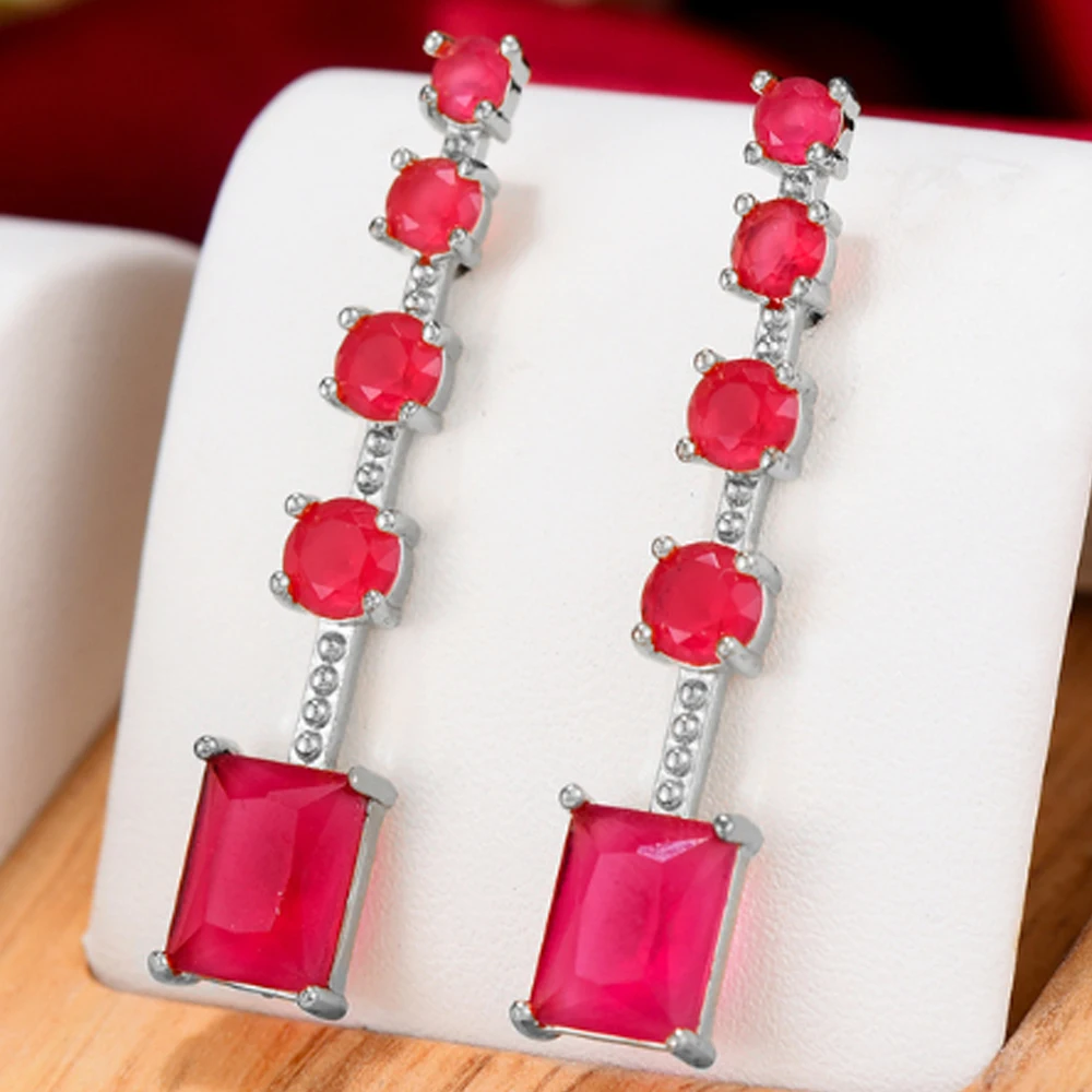 

Высококачественные Женские уникальные квадратные полные серьги из фианита в форме бара для невесты, серьги для помолвки, ювелирные изделия...