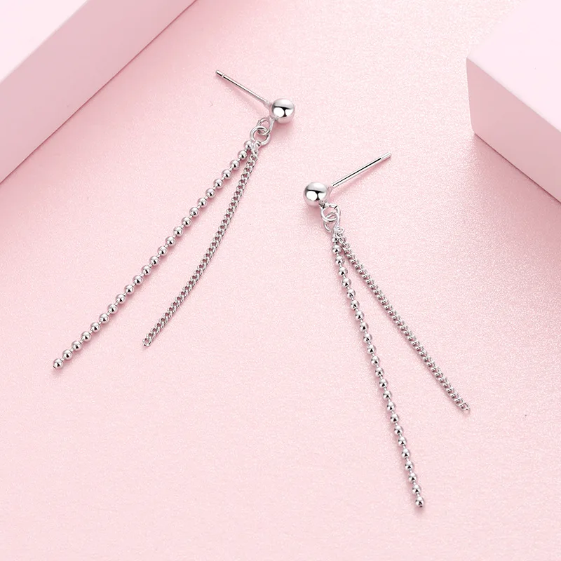 

925 Sterling Silver Tassel Long Dangle Earrings For Women Wedding Fashion Jewelry eh1266