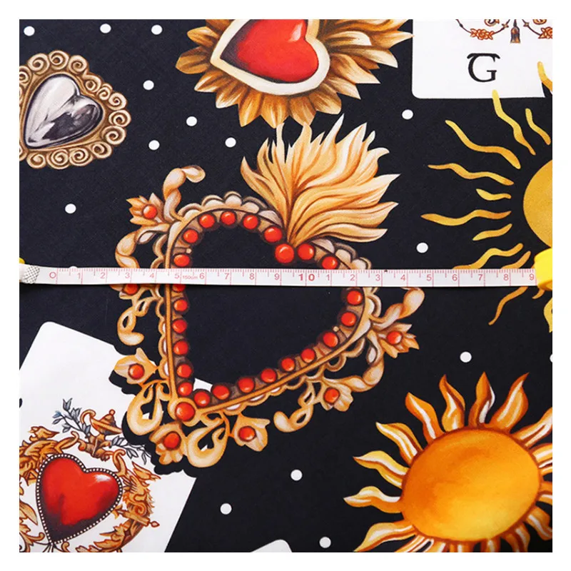 

Playing cards printed pure cotton poplin fabric cloth 140cm width brand sewing Children's parent-child clothing fabric for dress
