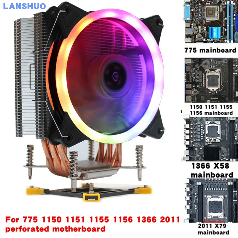3/4PIN RGB светодиодный Процессор кулер 6-Heatpipe 12V(12 см); охлаждения радиатора для LGA 775 1150 1151 1155 1156 1366 2011 - Цвет лезвия: Breathing Aurora