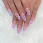 24 шт.корт. Съемные французские светильник-фиолетовые накладные ногти Alomond носимые накладные ногти с полным покрытием ногтей