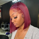 Прямой бордовый 99J боб парик красный короткий боб парик на шнуровке парик человеческие волосы на шнуровке парики для черных женщин бразильские волосы без повреждений