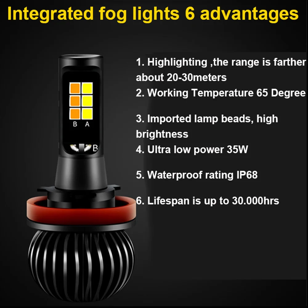 2019 H1 led H3 H7 H11 H8 9005 9006 HB3 HB4 H27 880 881 H4 Автомобильная противотуманная DRL лампа двойной