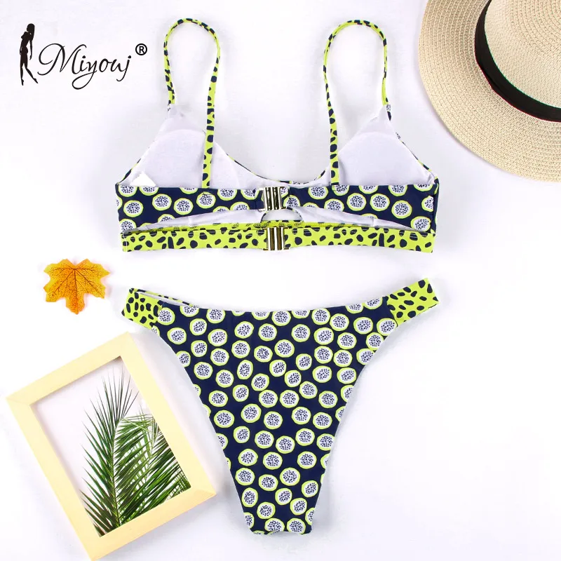 Купальник бикини Miyouj женский в полоску пуш-ап с вырезами горошек купальная