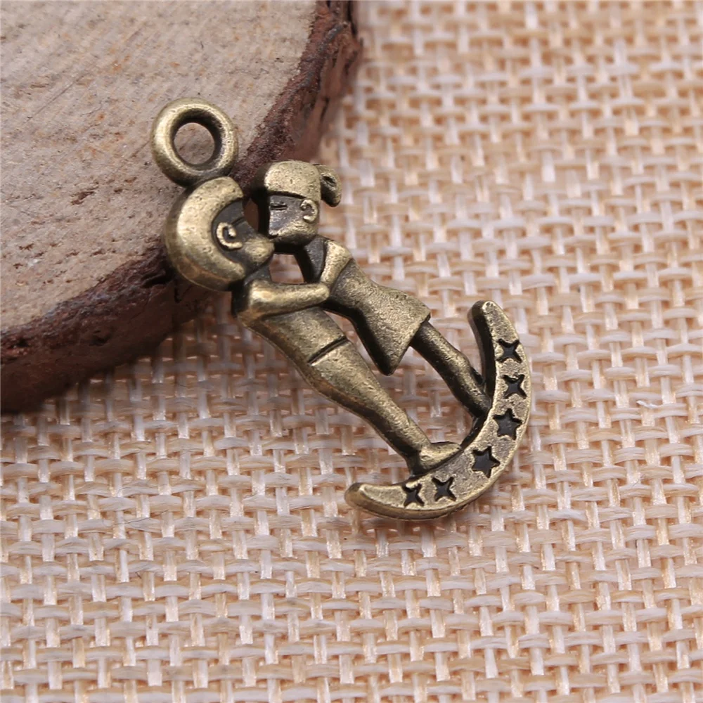 

free shipping 25pcs 28x15mm antique bronze Boy girl charms diy retro jewelry fit Earring keychain hair card pendant accessories