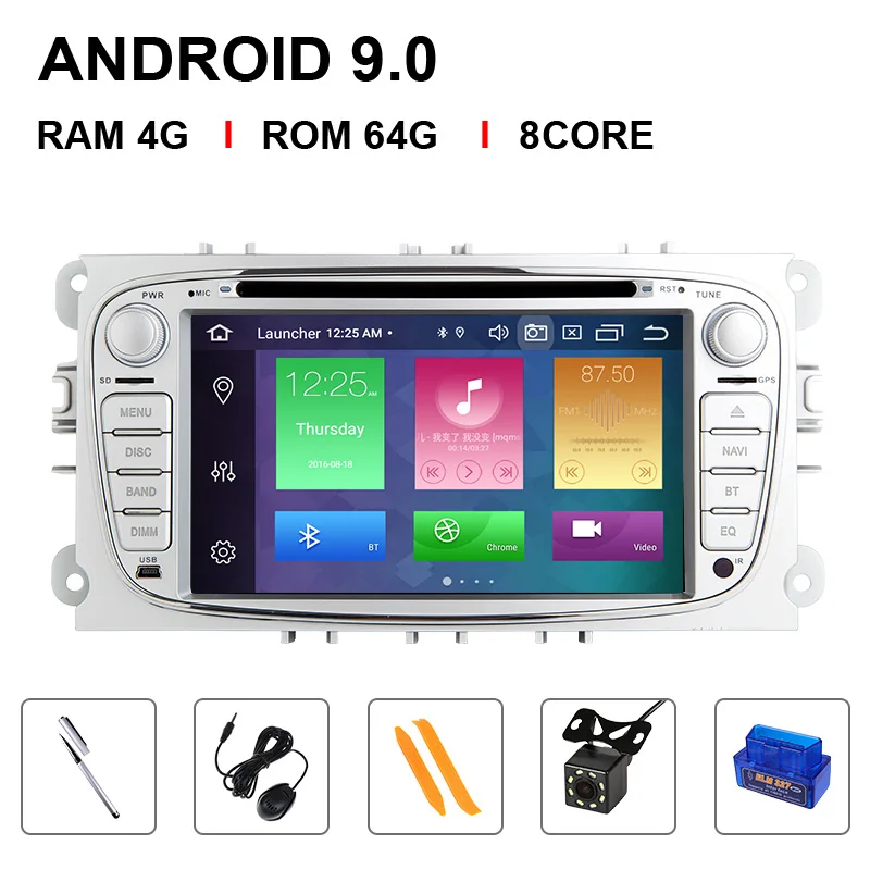 8 Core 64ROM OBD Cam 8 ядерный 4 г ram ips DSP Android 9 автомобильный Радио мультимедиа для Ford Focus 2 3 mk2 Mondeo 4 Kuga Fiesta Transit подключения S-MAX C-MAX OBD2 - Цвет: 8 Core 64ROM OBD Cam