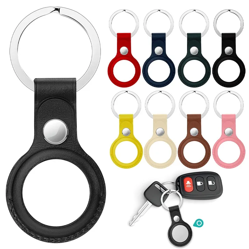 

2021 New Leather Protector Cover with Keychain For AirTags Shockproof Anti-scratch Anti-fall Protective Case Shell For Air Tags