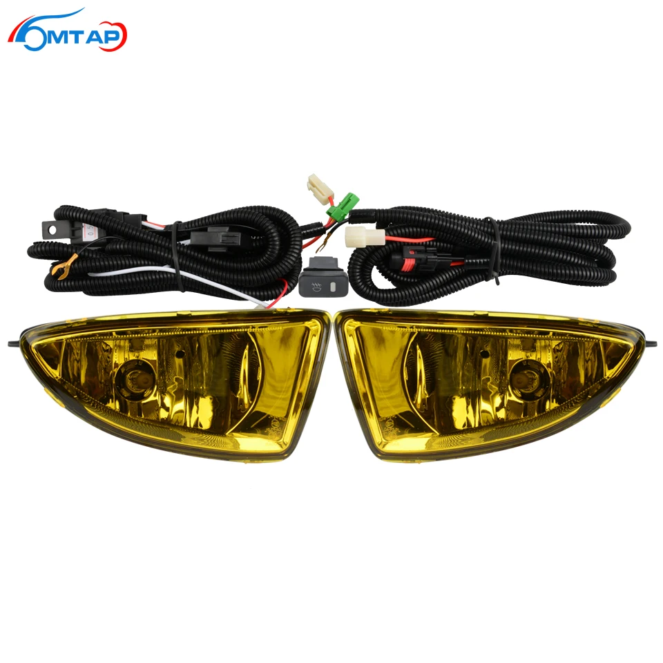 

MTAP For HONDA CIVIC 2004 2005 ES Yellow Front Bumper Fog Light Anti-Fog Lamp Additional Set Foglight With Cable Switch Relay