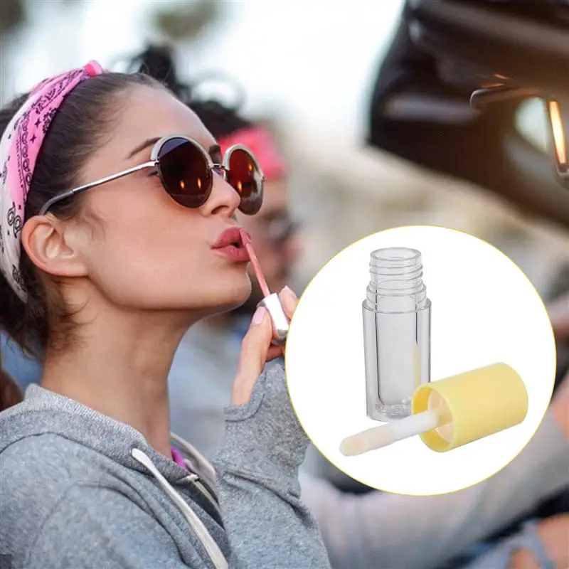 

10pcs 6ml Transparent Lip Gloss Tubes Portable Bottles with Brush Head Inside