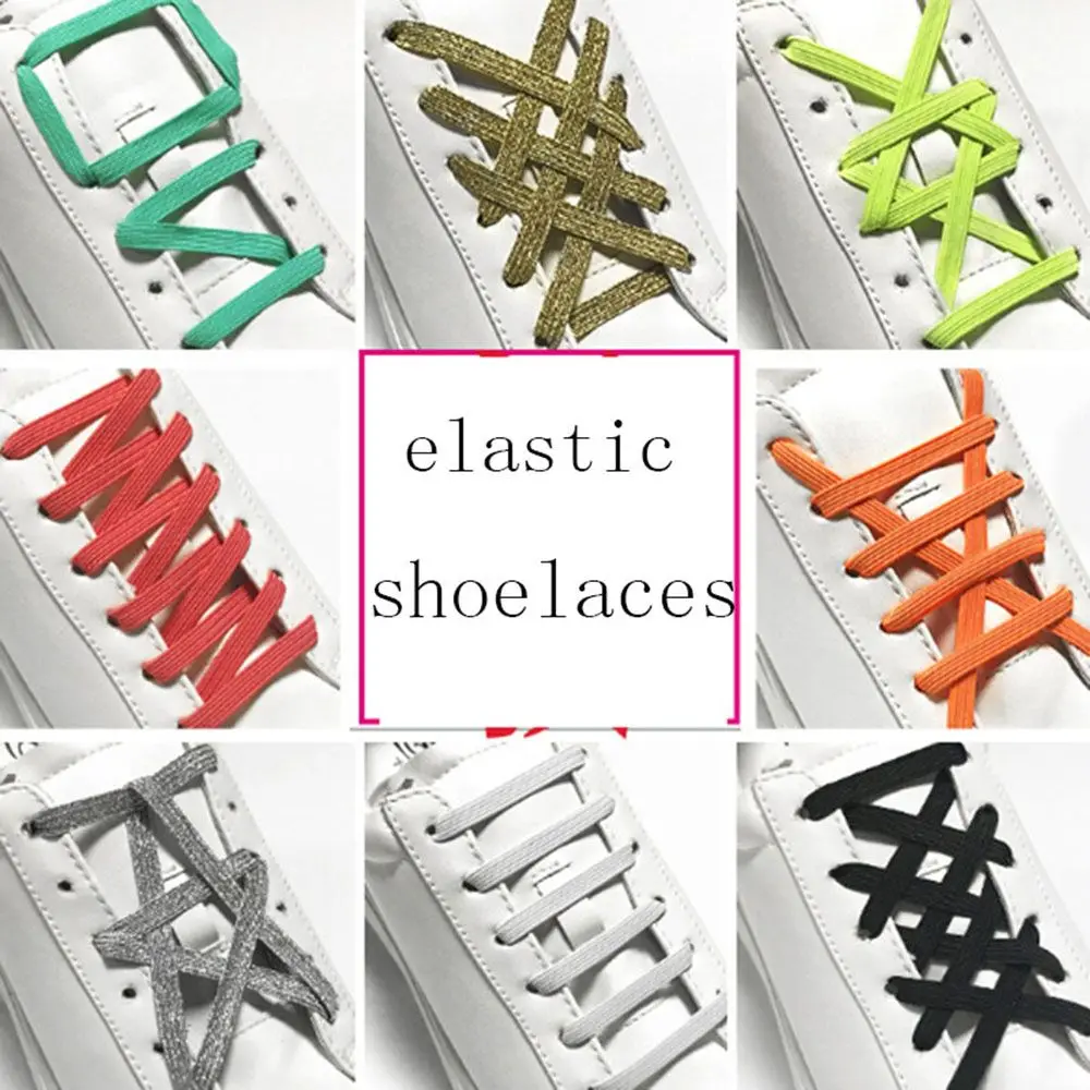 

1pair 100CM Stretching Locking No Tie Lazy Shoelaces Sneaker Elastic Rubber Shoe Lace Children Safe Elastic Shoelace 12 Colors