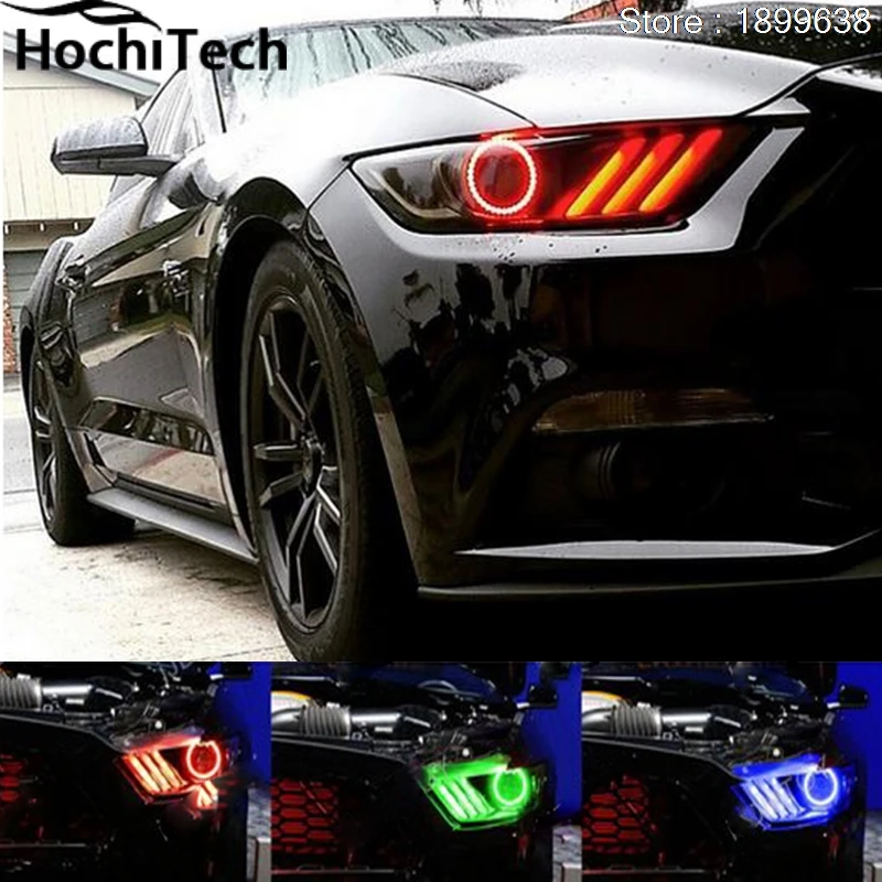 

For Ford Mustang 2015 2016 2017 RGB LED headlight rings halo angel demon eyes with remote controller