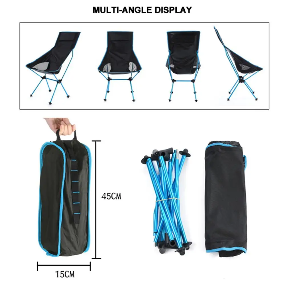 

Portable moon chair portable fishing camping barbecue chair foldable lengthening hiking seat garden ultra light office home