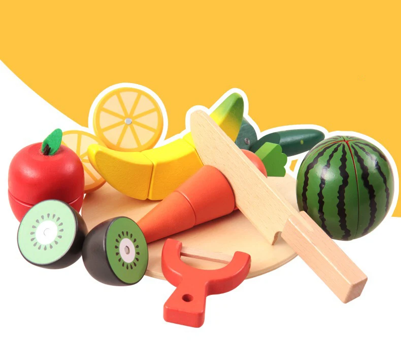 

Pretend Play Kitchen Toys Cutting Fruits And Vegetables Wooden Toys Children Educational Learning Cognize Fruits Help Parents