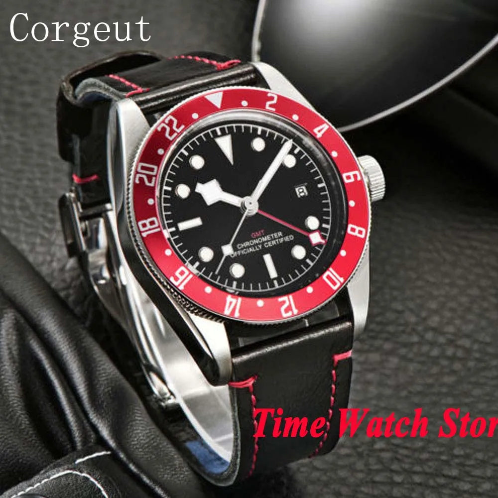 Однотонный corgтеле 41 мм GMT автоматический мужской часы с сапфировым стеклом